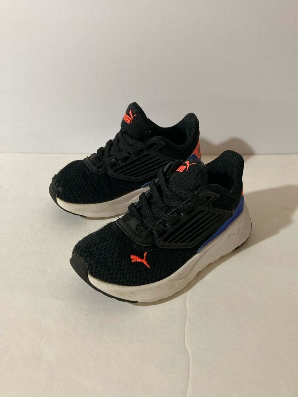 Puma Pacer Future Kids Size 11C Black Orange Blue Sneakers